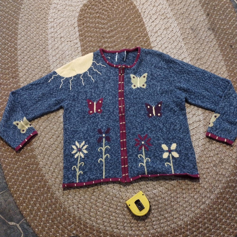 Christopher & Banks Butterfly Sweater VINTAGE - Picture 1 of 6
